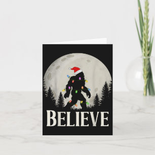 Funny Christmas Bigfoot Santa Hat Moon Sasquatch K Card