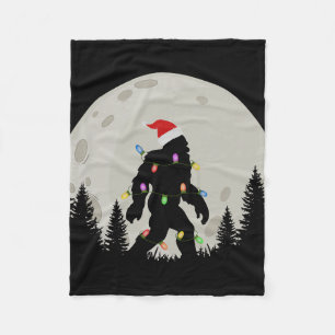 Funny Christmas Bigfoot Santa Hat Moon Sasquatch K Fleece Blanket