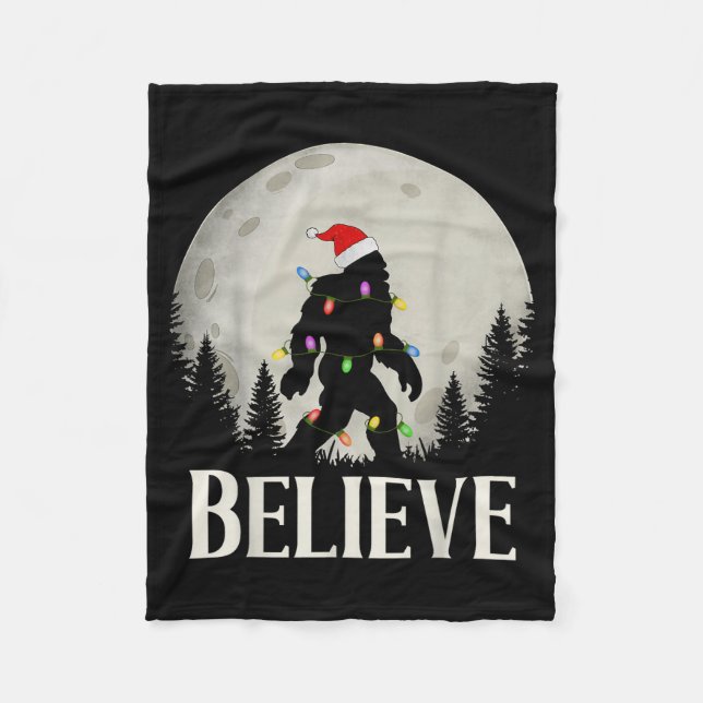 Funny Christmas Bigfoot Santa Hat Moon Sasquatch K Fleece Blanket (Front)