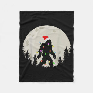 Funny Christmas Bigfoot Santa Hat Moon Sasquatch K Fleece Blanket