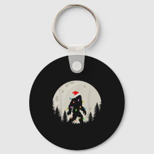 Funny Christmas Bigfoot Santa Hat Moon Sasquatch K Key Ring