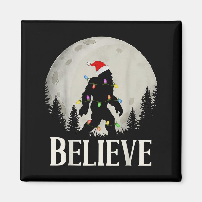 Funny Christmas Bigfoot Santa Hat Moon Sasquatch K Magnet (Front)