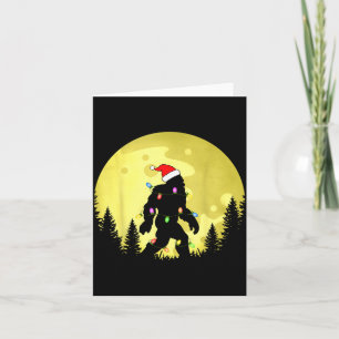 Funny Christmas Bigfoot Santa Hat Moon Sasquatch M Card