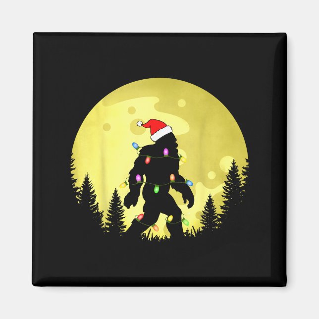 Funny Christmas Bigfoot Santa Hat Moon Sasquatch M Magnet (Front)