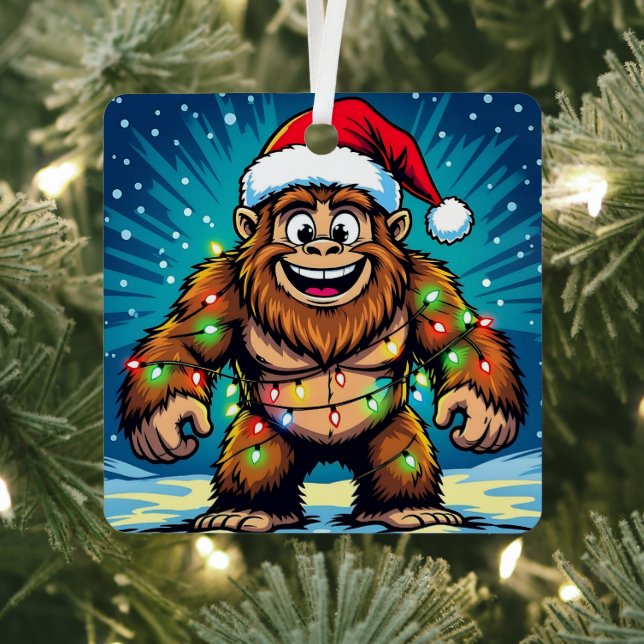 Funny Christmas Bigfoot Sasquatch Metal Tree Decoration (Insitu)