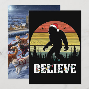 Funny Christmas Bigfoot Wearing Santa Hat Holiday Card