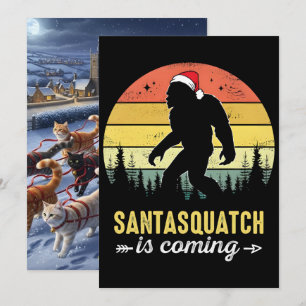 Funny Christmas Bigfoot Wearing Santa Hat Holiday Card