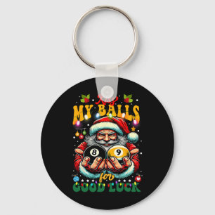 Funny Christmas Billiards Kiss My For Good Luck  Key Ring