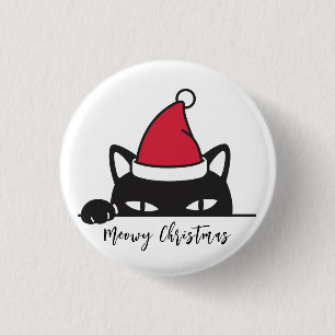 Funny Christmas Black Cat 3 Cm Round Badge