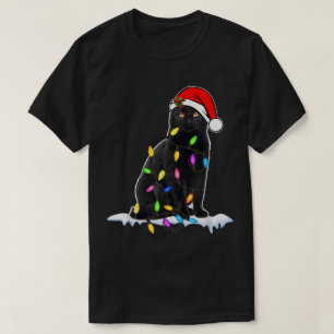 Funny Christmas Black Cat Design T-Shirt