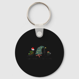 Funny Christmas Black Cat Overstimulated But Festi Key Ring