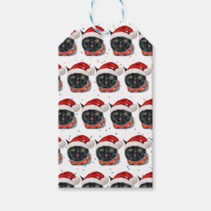 Funny Christmas Black Cat Watercolor Gift Tags