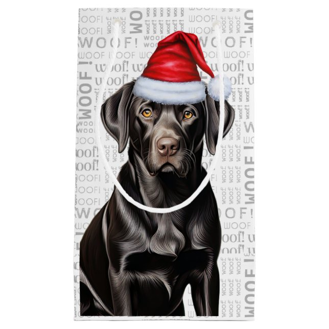 Funny Christmas Black Lababrador Retriever Small Gift Bag (Front)