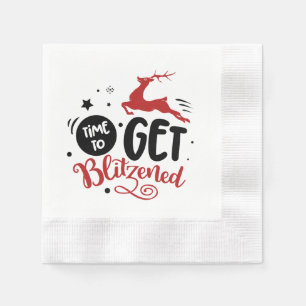 funny Christmas blitzened drinking party Napkin