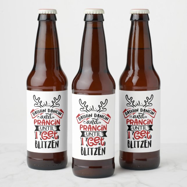 funny Christmas Blitzened word art  Beer Bottle Label (Bottles)
