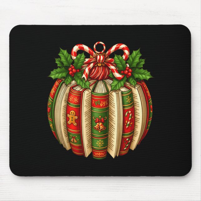 Funny Christmas Book Ornament Winter Xmas Teacher  Mouse Mat (Front)