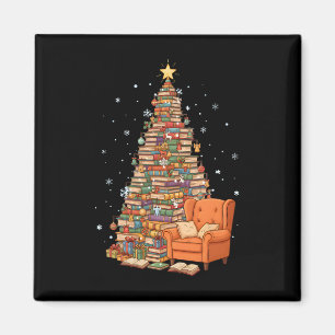 Funny Christmas Books Tree Book Lover Teacher Libr Magnet