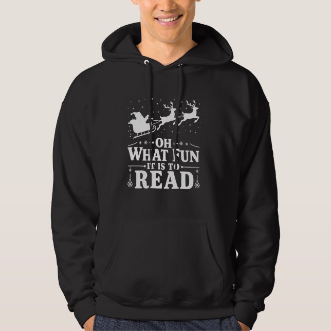 Funny Christmas Bookworm Santa Claus Xmas Reading  Hoodie (Front)