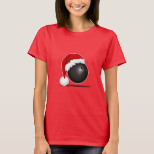 Funny Christmas Bowling Ball Santa hat - bowl fan T-Shirt