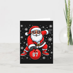 Funny Christmas Bowling Cool Santa Claus 6 7 Meme Card