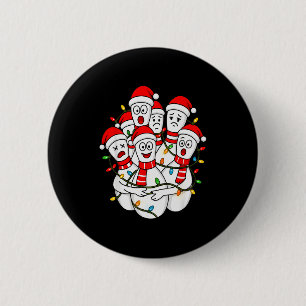 Funny Christmas Bowling Santa Bowling Ns Team Men  6 Cm Round Badge