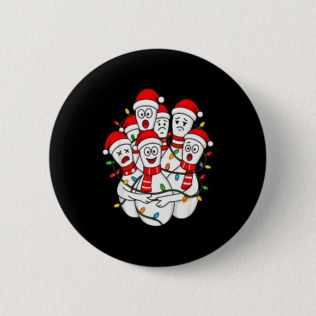 Funny Christmas Bowling Santa Bowling Ns Team Men  6 Cm Round Badge (Front)