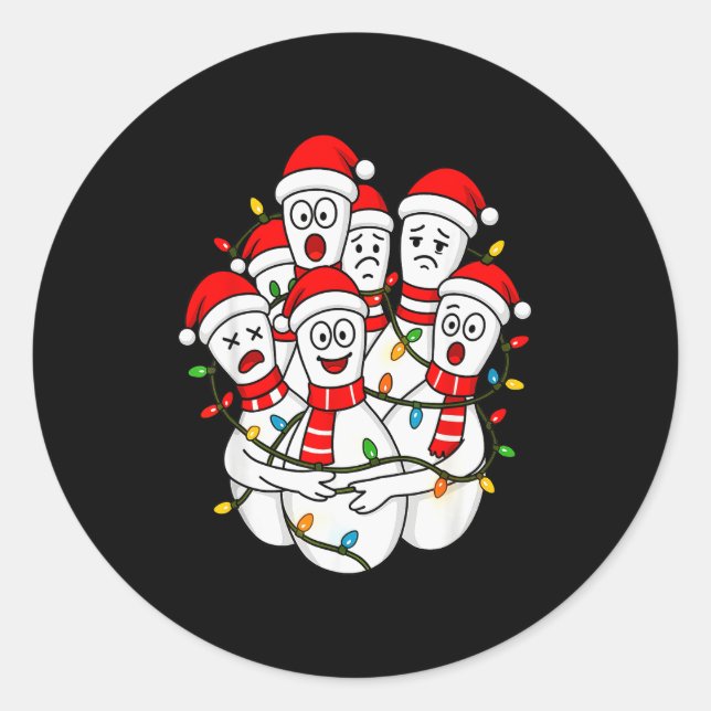 Funny Christmas Bowling Santa Bowling Ns Team Men  Classic Round Sticker (Front)