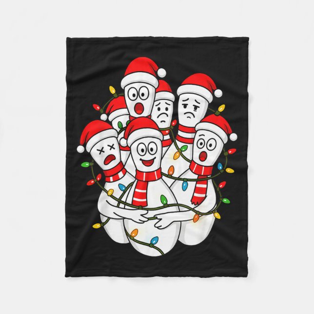 Funny Christmas Bowling Santa Bowling Ns Team Men  Fleece Blanket (Front)