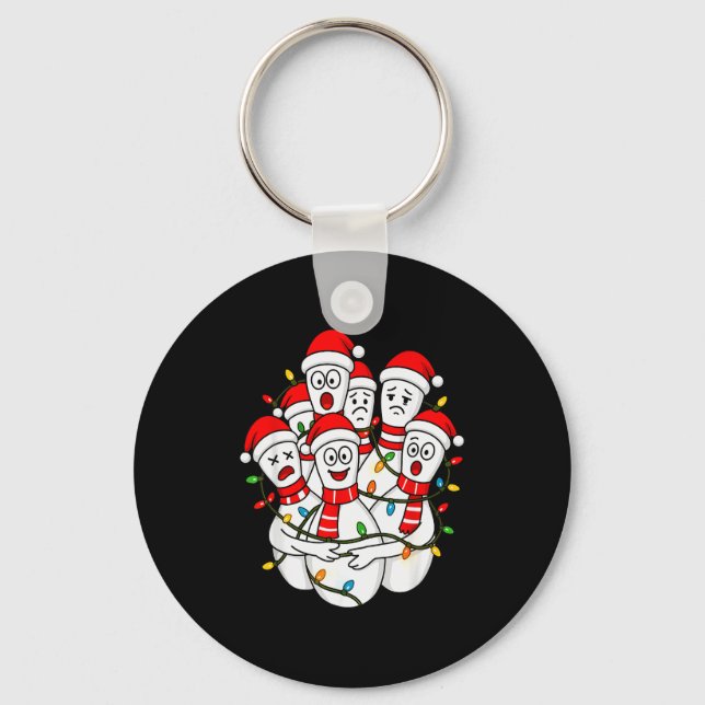 Funny Christmas Bowling Santa Bowling Ns Team Men  Key Ring (Front)