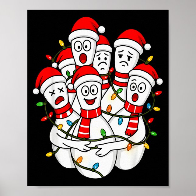 Funny Christmas Bowling Santa Bowling Ns Team Men  Poster (Front)