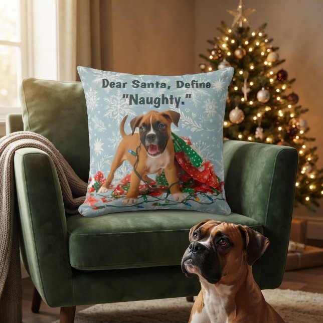 Funny Christmas Boxer Dog  Cushion (Creator Uploaded)