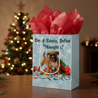 Funny Christmas Boxer Dog Medium Gift Bag