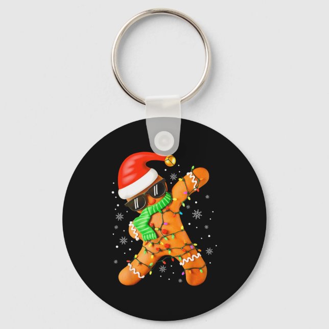 Funny Christmas Boys Kids Dabbing Gingerbread Xmas Key Ring (Front)