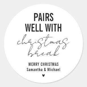 Funny Christmas Break Classic Round Sticker