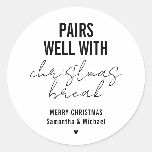 Funny Christmas Break Classic Round Sticker (Front)
