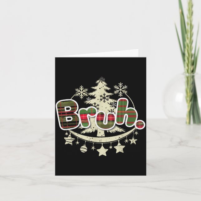 Funny Christmas Bruh Xmas Pyjamas Red Plaid Men Wo Card (Front)
