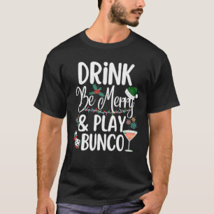 Funny Christmas Bunco Drinking Xmas Lights Group M T-Shirt