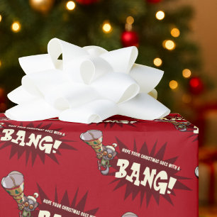 Funny Christmas Bush Baby Xmas Bonbon Bang Cartoon Wrapping Paper