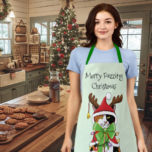 Funny Christmas Calico Cat Apron