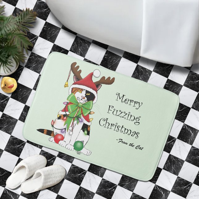 Funny Christmas Calico Cat Bath Mat (Creator Uploaded)