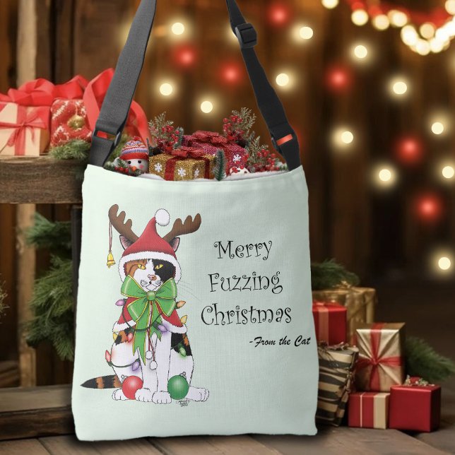 Funny Christmas Calico Cat Crossbody Bag (Creator Uploaded)