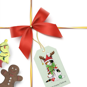 Funny Christmas Calico Cat Gift Tags