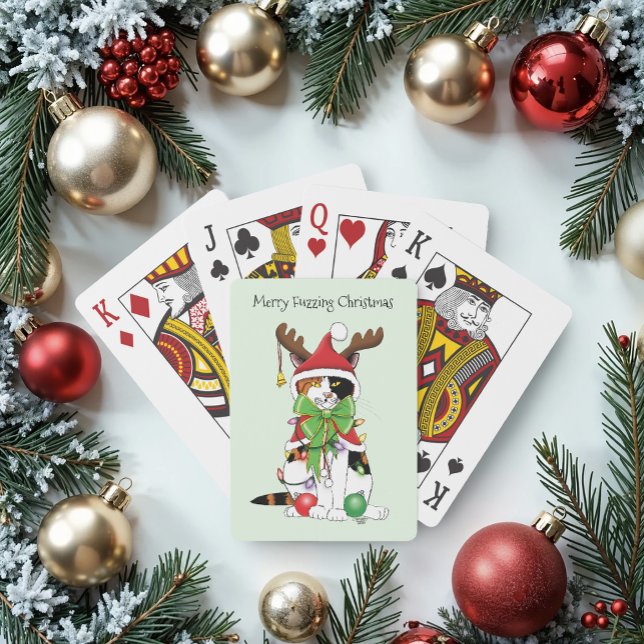Funny Christmas Calico Cat Playing Cards (Creator Uploaded)