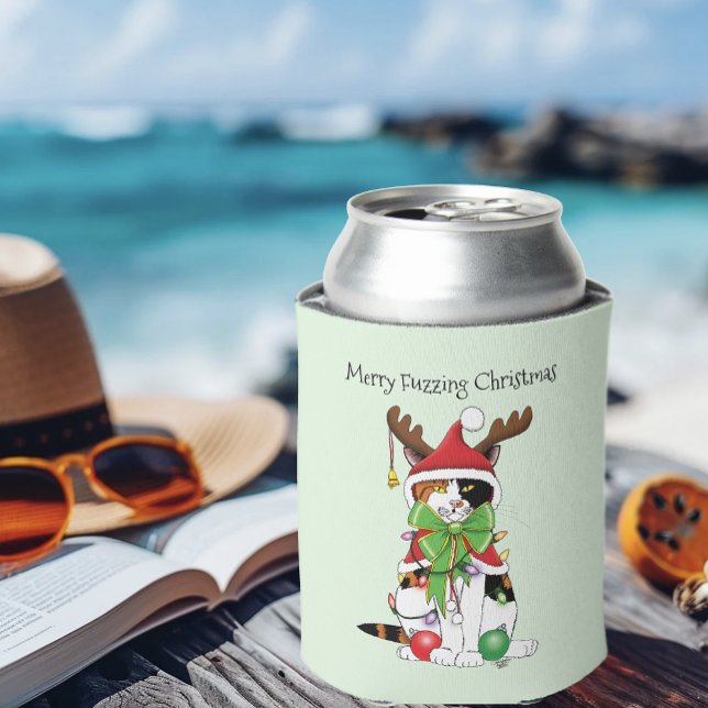Funny Christmas CalicoCat Can Cooler (Creator Uploaded)