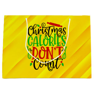 Funny Christmas Calories Don’t Count Design Large Gift Bag