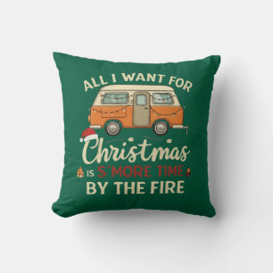 Funny Christmas Camping S'more Time By The Fire  Cushion