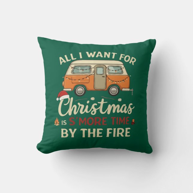 Funny Christmas Camping S'more Time By The Fire  Cushion (Front)
