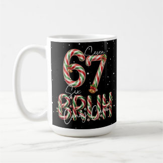 Funny Christmas Candy Cane 6-7 Six Seven Bruh  Coffee Mug