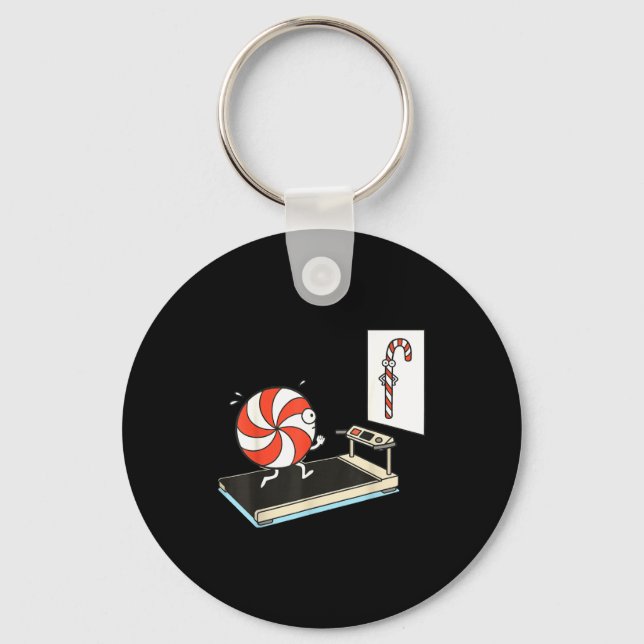 Funny Christmas Candy Cane Peppermint Candy Humor  Key Ring (Front)