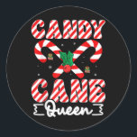 Funny Christmas Candy Cane Queen Matching Family C Classic Round Sticker<br><div class="desc">Funny Christmas Candy Cane Queen Matching Family Christmas</div>